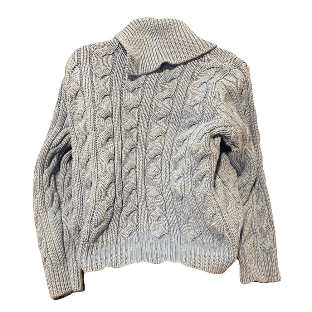 Lauren Ralph Lauren Cable Knit Sweater Womens 2X Blue Cotton Button Shoulder